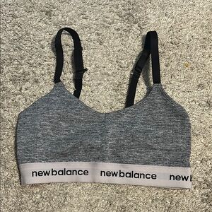 New Balance Gray Sports Bra with Black Straps